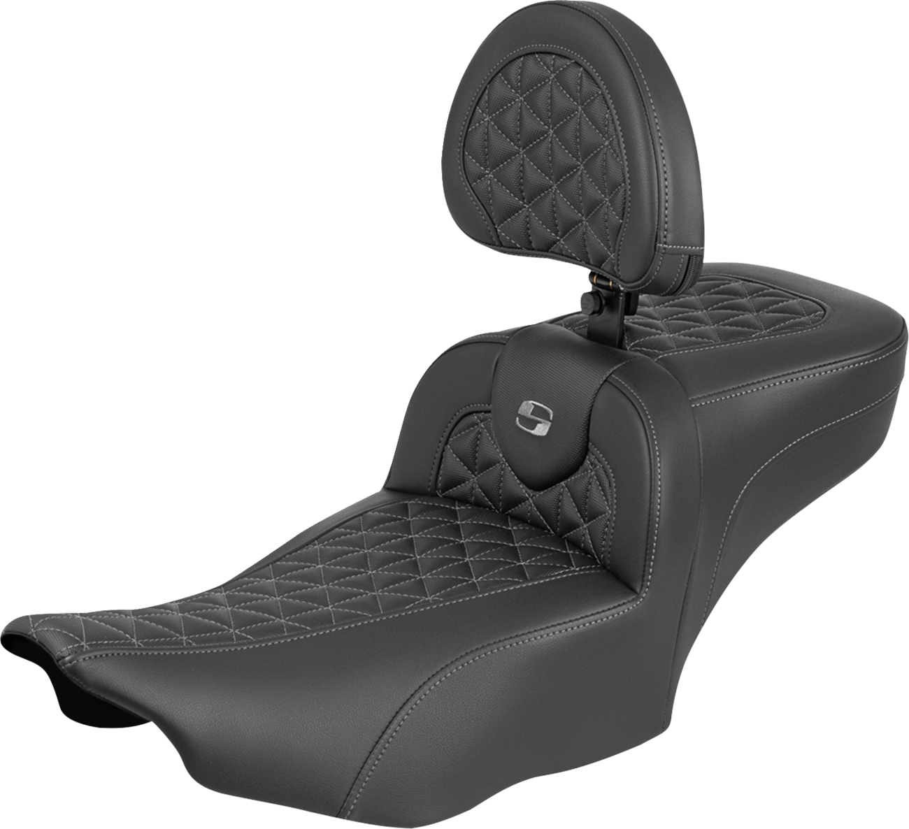 Saddlemen Roadsofa Gray Tri Grip Extended Seat Backrest for 23-26 Harley Touring
