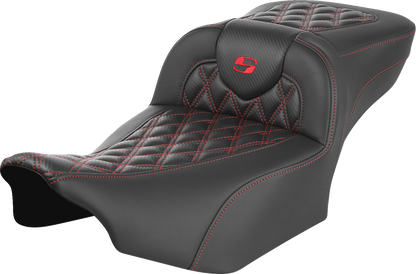 Saddlemen Roadsofa Red Lattice Carbon Extended Gel Seat for 23-26 Harley Touring