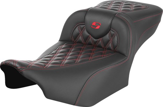 Saddlemen Roadsofa Red Lattice Carbon Extended Gel Seat for 23-25 Harley Touring