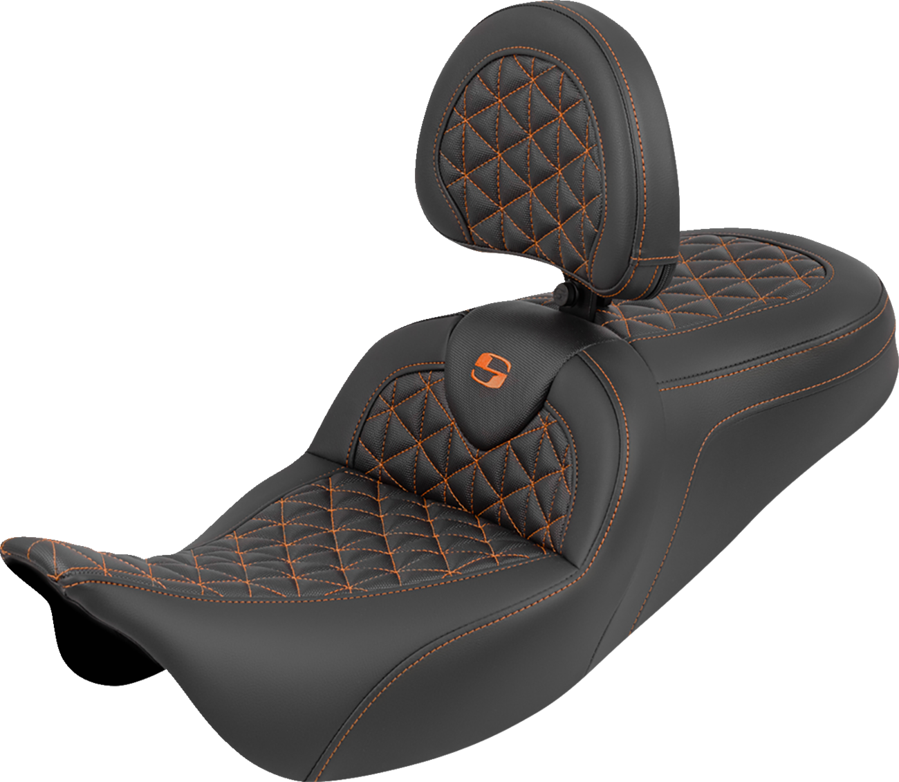 Saddlemen Roadsofa Orange Tri Gripper Seat & Backrest for 2008-24 Harley Touring