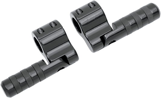 Lindby Linbar Black Wide Clamp on 1-1/4" Highway bar Frame Footpegs for Harley