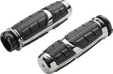 Ciro Chicane Chrome Cable Handlebar Grips for 1986-2022 Harley Touring Sportster