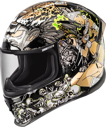 Icon Airframe Pro Aztec Nine Gold Full Face Adult Street Motorcycle Helmet