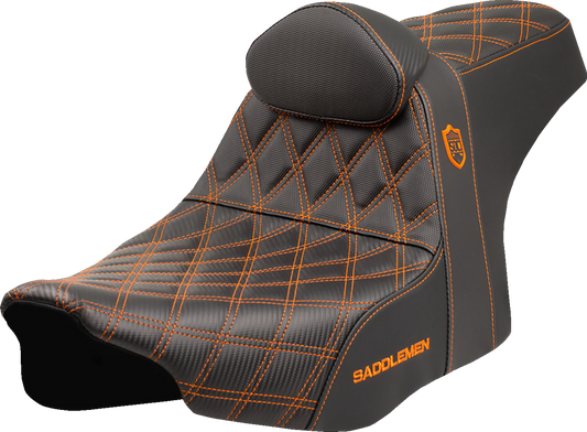 Saddlemen SDC Pro Orange Lattice Seat & Backrest fits 2023-2025 Harley Touring