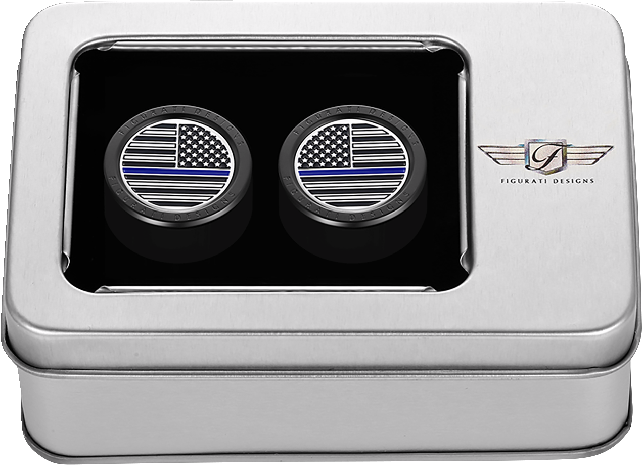 Figurati Blue Line USA Flag Short Magnetic Docking Hardware Covers for Harley