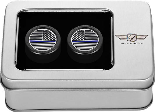 Figurati Blue Line USA Flag Short Magnetic Docking Hardware Covers for Harley