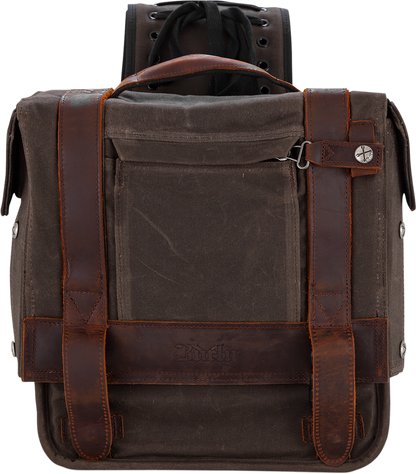 Burly Brand Dark Oak Waxed Cotton Throw over Saddlebags for Harley Davidson