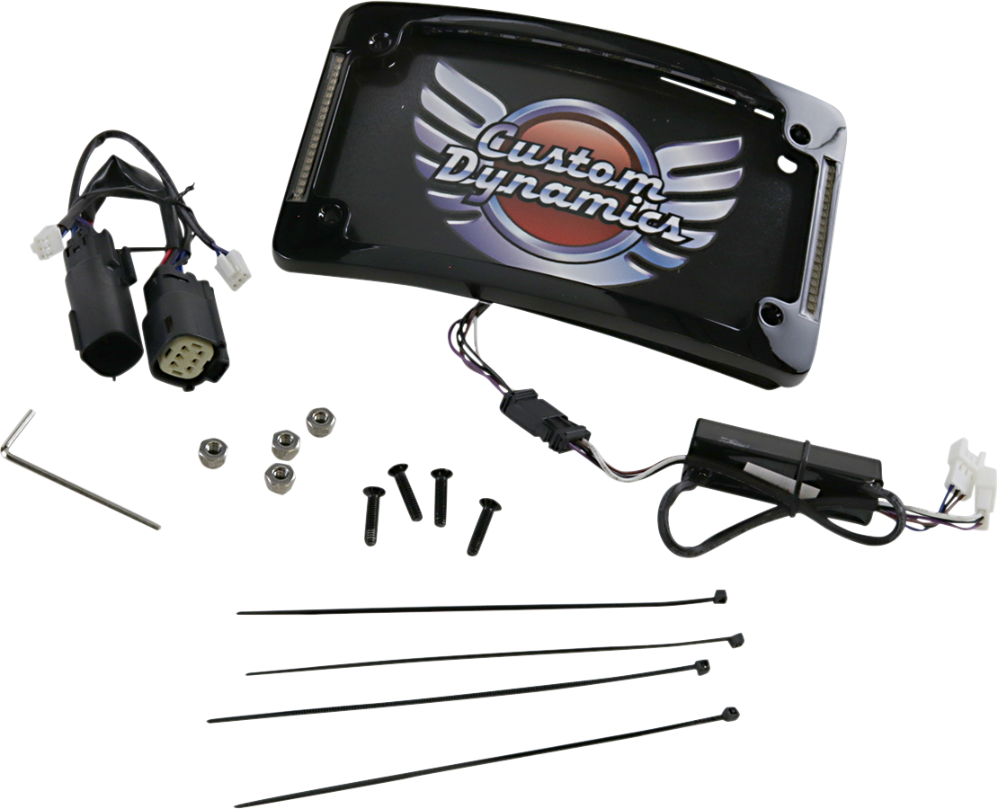 Custom Dynamics Black LED Motorcycle License Plate Frame 2014-24 Harley Touring