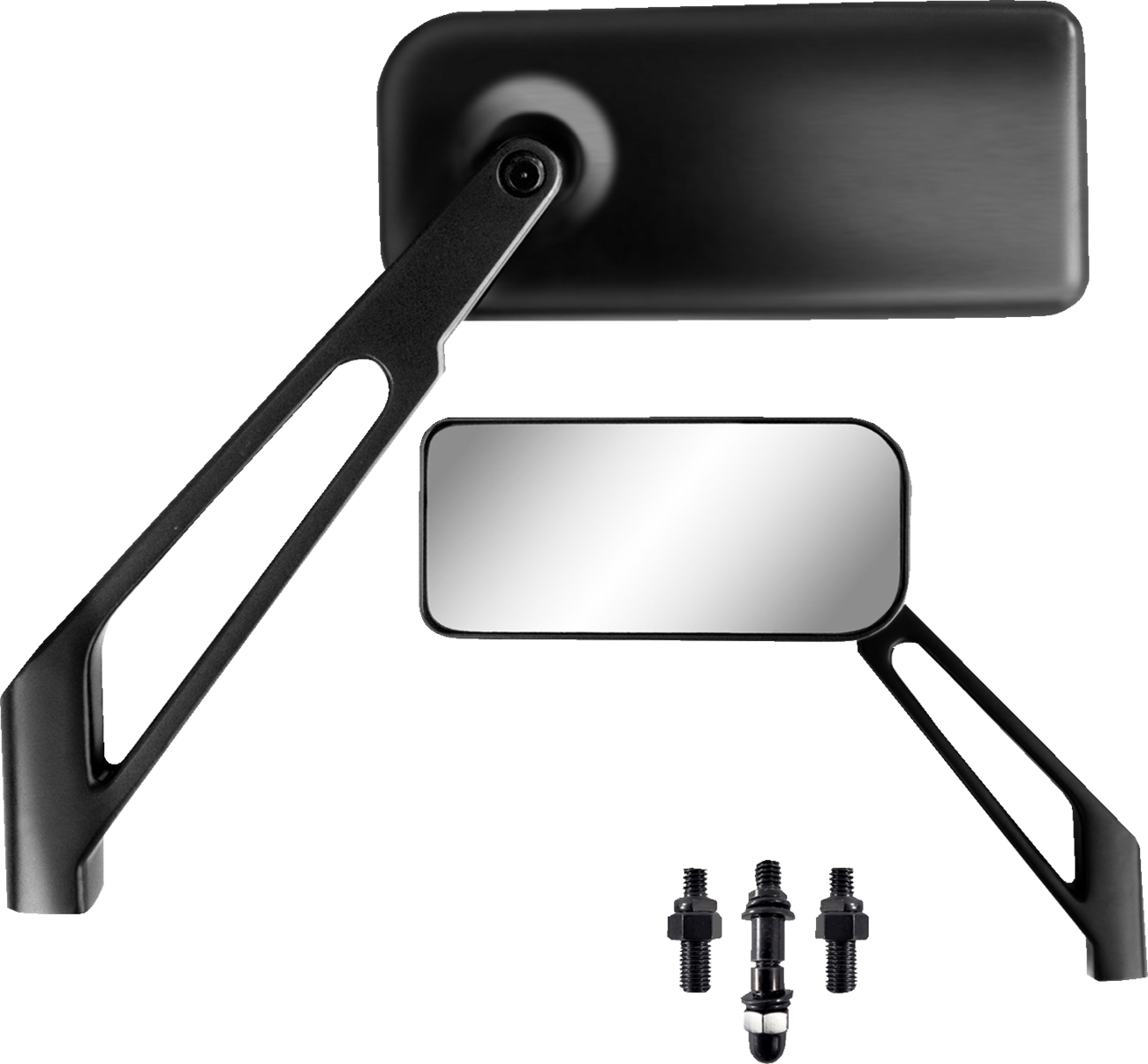 Parts Unlimited Pair X-Treme Designer Black Motorcycle Mirrors w/ 10mm Adapters