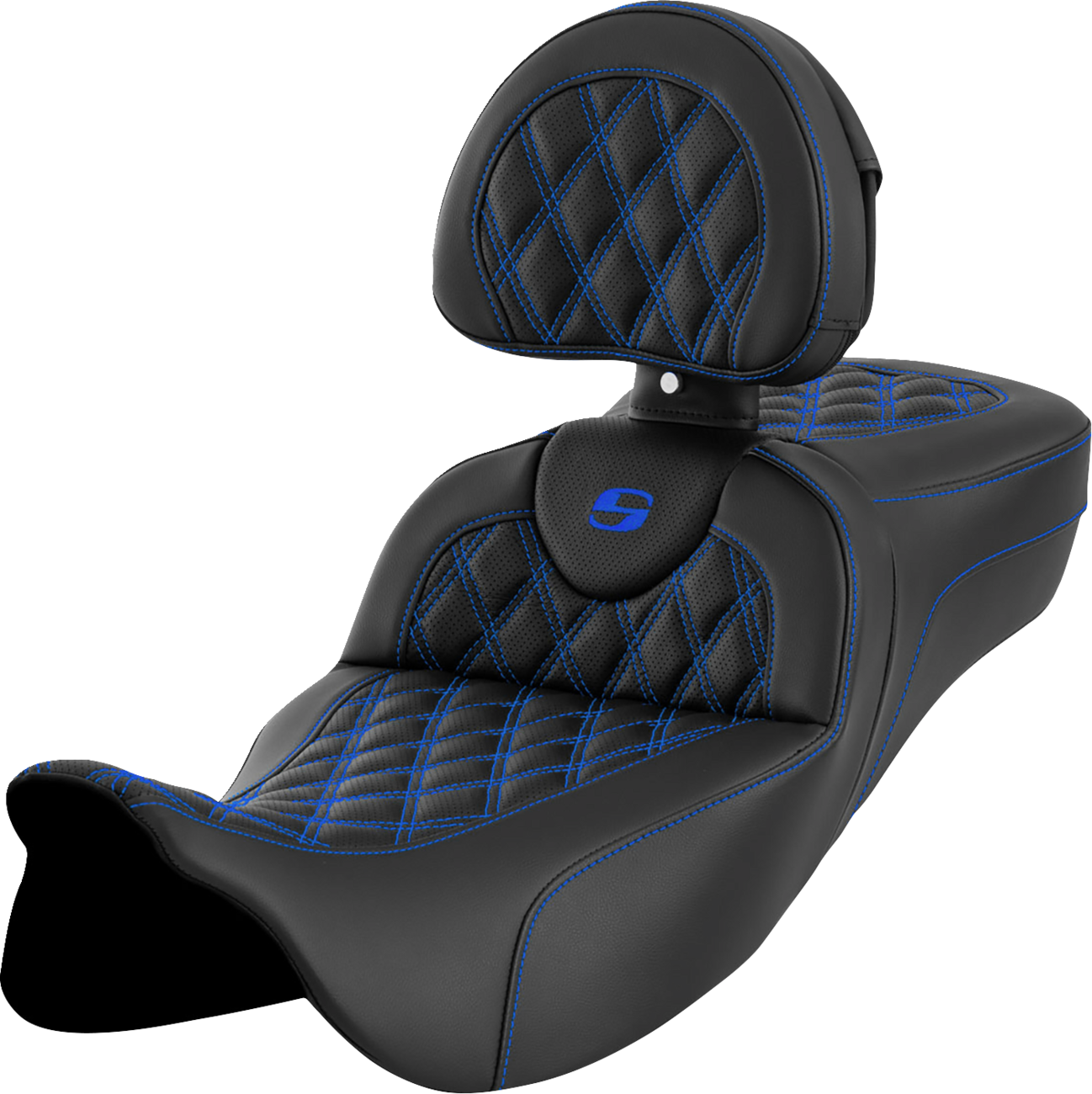 Saddlemen Roadsofa Blue Lattice Extended Seat & Backrest 2008-24 Harley Touring