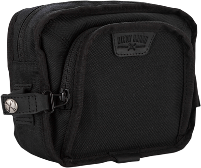 Burly Brand Universal Black Motorcycle Handlebar Bag with Anti-Flail Snap System