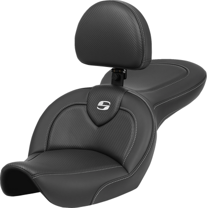 Saddlemen Roadsofa Carbon Fiber Gel Seat & Backrest 96-03 Harley Dyna Wide Glide