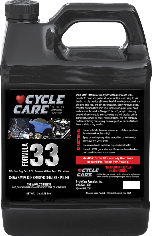 Cycle Care 1 Gal Formula 33 Motorcycle Bug Remover Detailer Polish Spray Bottle
