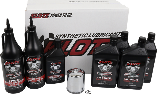 Klotz Synthetic 20W-50 Premium Oil Change Kit 1984-2018 Harley Davidson Models