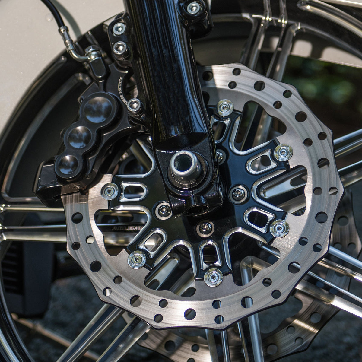 Arlen Ness Single Black Front 7 Valve Brake Rotor 2006-17 Harley Touring Softail