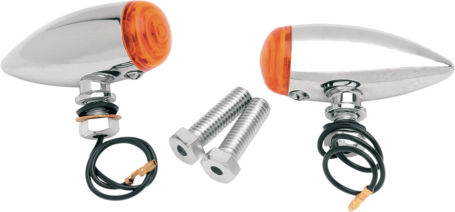 Pro One Chrome Amber Lens Bullet Motorcycle Turn Signal Kit Harley Davidson