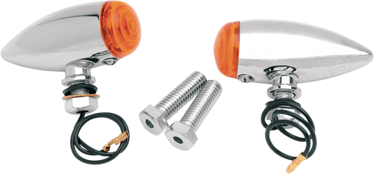 Pro One Chrome Amber Lens Bullet Motorcycle Turn Signal Kit Harley Davidson