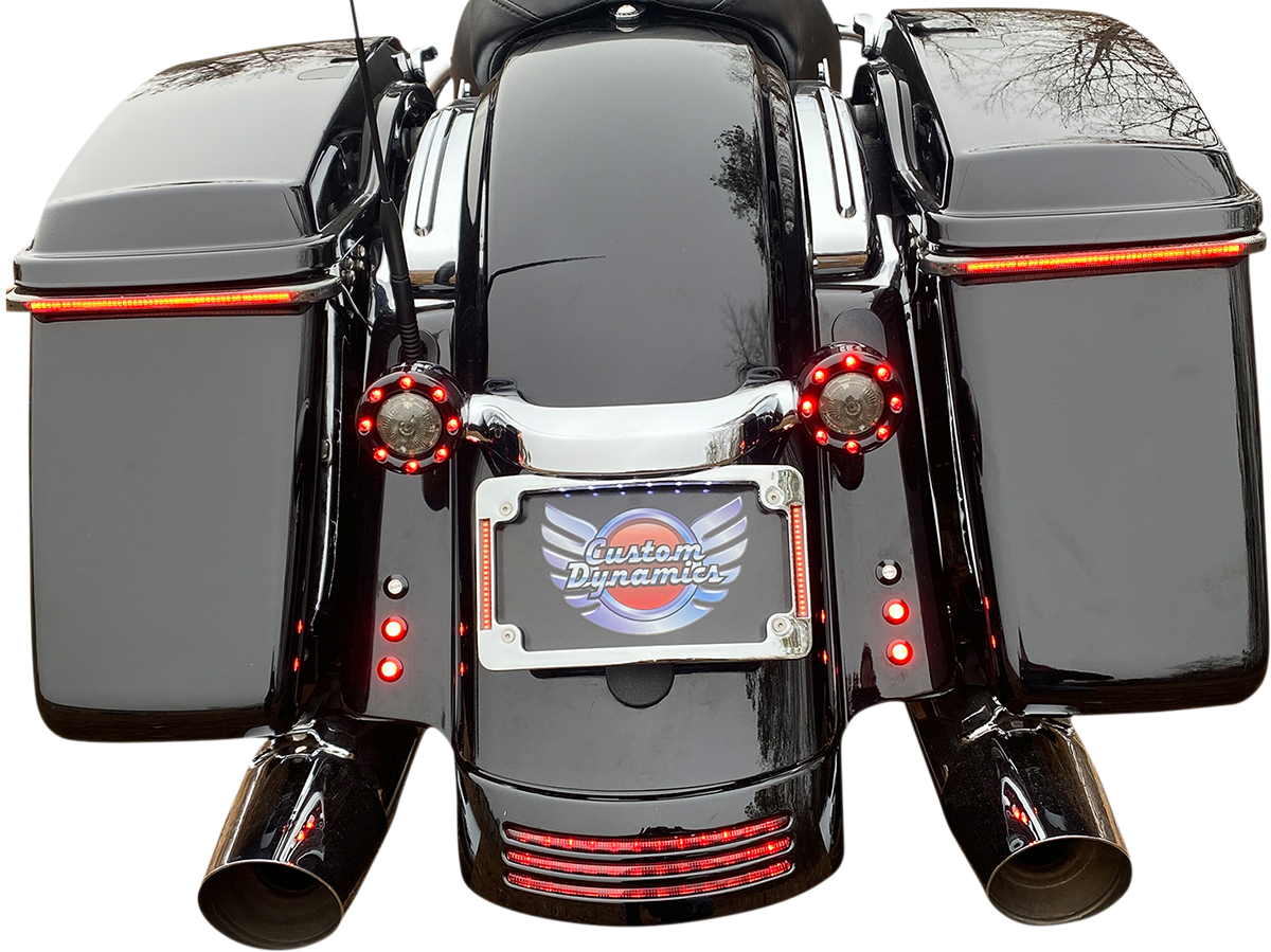 Custom Dynamics Chrome LED License Plate Frame for 2014-2024 Harley Touring