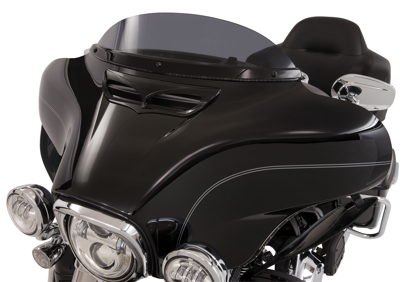 Ciro Black Front Fairing Windshield LED Trim for 2014-2023 Harley Touring FLHX