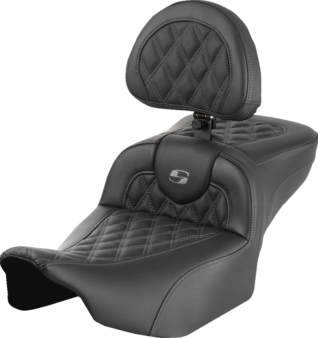 Saddlemen Roadsofa Gray Lattice Extended Seat w/ Backrest 2023-25 Harley Touring