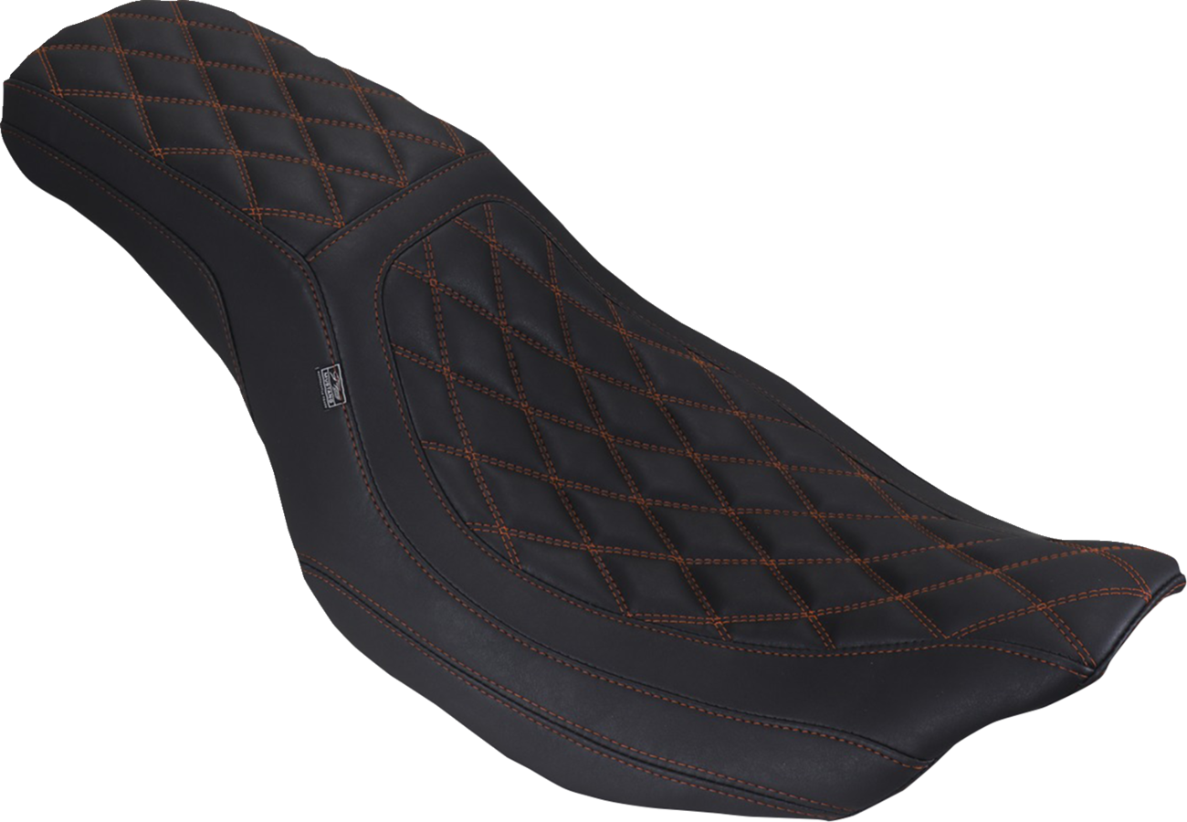 Mustang Squareback Low Orange Diamond Seat fits 2023-26 Harley Road Street Glide
