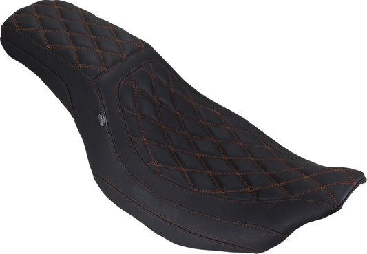 Mustang Squareback Low Orange Diamond Seat fits 2023-26 Harley Road Street Glide