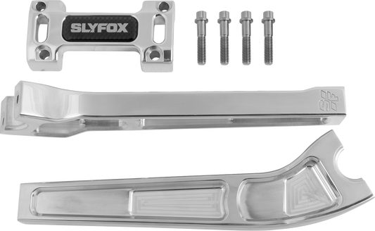 Slyfox Raw 10" Handlebar Pullback Riser Top Clamp Kit for Harley Davidson