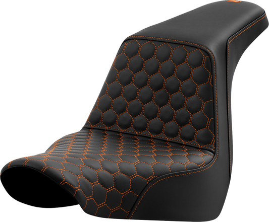 Saddlemen Step Up Orange Honeycomb Gel Seat for 2018-25 Harley Softail FXLR FLSB
