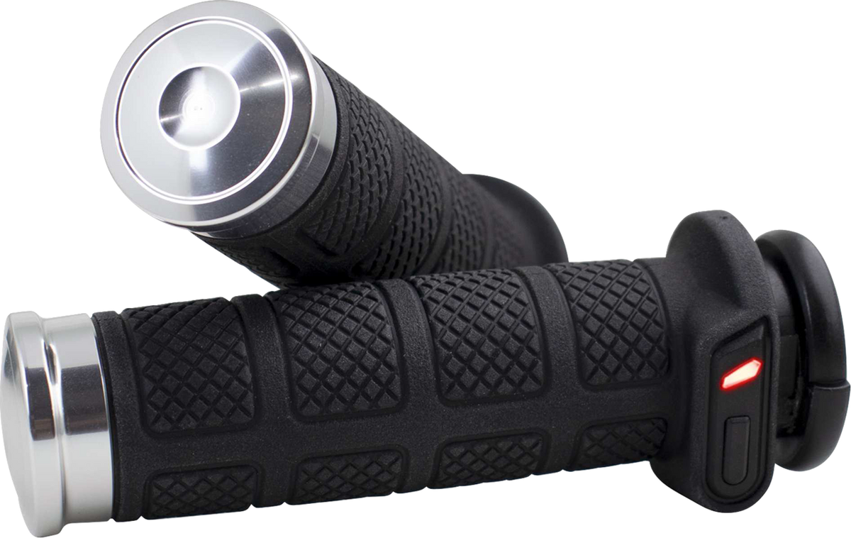 Koso Titan II Chrome 1" Heated Cable Handlebar Grips for 1984-2022 Harley