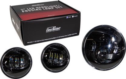 Harddrive Black Motorcycle LED Headlight & Passing Lamp Kit Harley Davidson