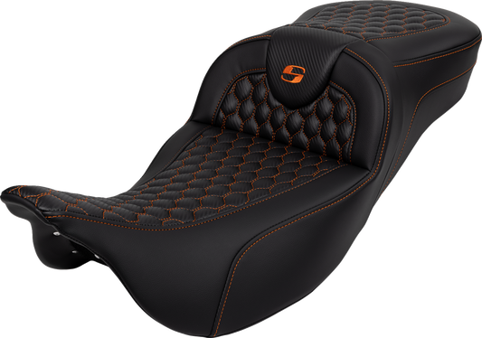 Saddlemen Roadsofa Orange Honeycomb Extended Gel Seat 2008-2025 Harley Touring