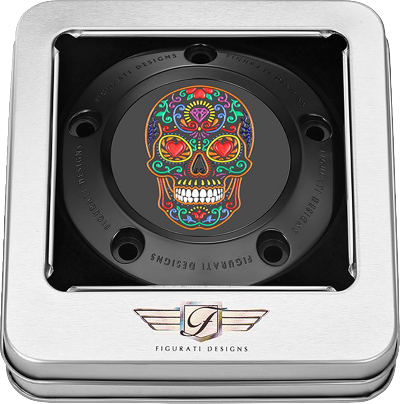 Figurati Designs Sugar Skull Black Timing Cover for 1999-2017 Harley Twin Cam