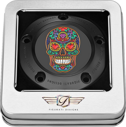Figurati Designs Sugar Skull Black Timing Cover for 1999-2017 Harley Twin Cam