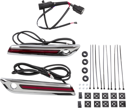 Ciro Rear Red LED Saddlebag Hinge Latch Covers 2014-2024 Harley Touring Models