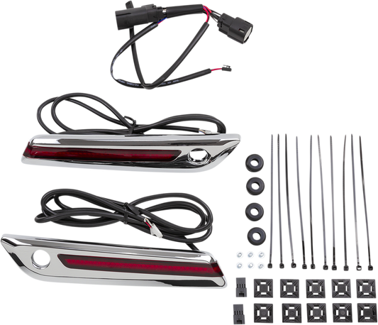 Ciro Rear Red LED Saddlebag Hinge Latch Covers 2014-2024 Harley Touring Models