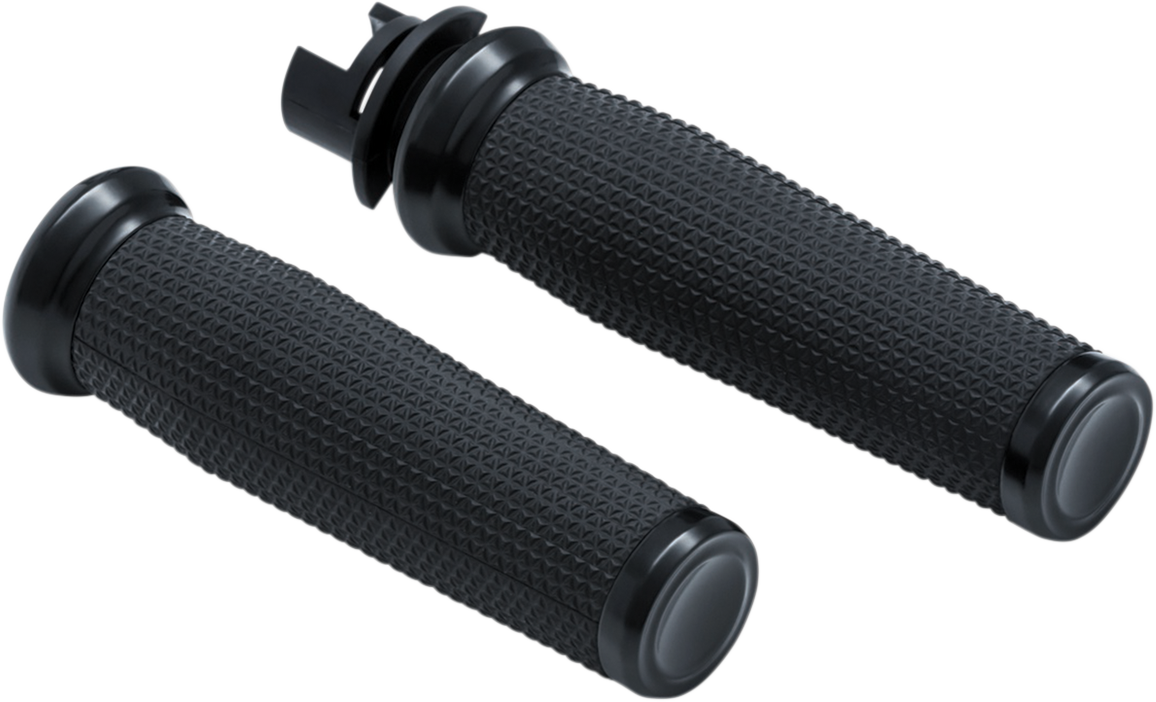 Kuryakyn Thresher 1" Black Aluminum Rubber Universal Motorcycle Handlebar Grips