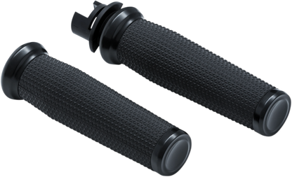 Kuryakyn Thresher 1" Black Aluminum Rubber Universal Motorcycle Handlebar Grips