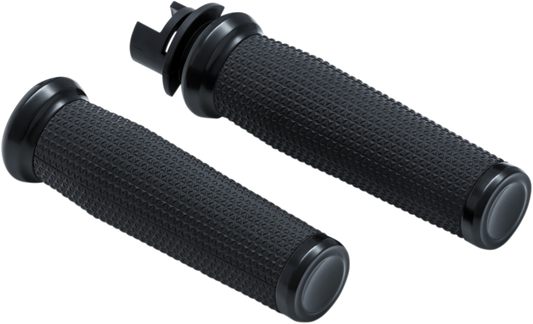 Kuryakyn Thresher 1" Black Aluminum Rubber Universal Motorcycle Handlebar Grips
