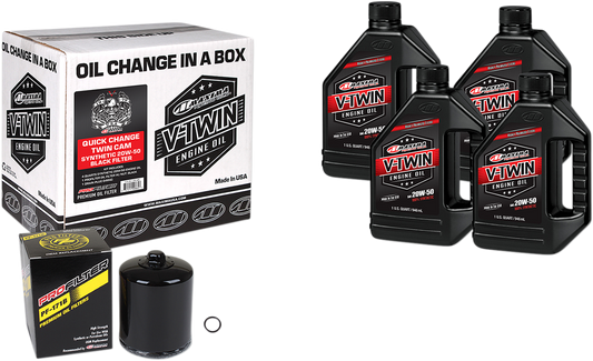 Maxima Twin Cam Quick Change Oil Kit Black Filter for 99-17 Harley Touring FLHX