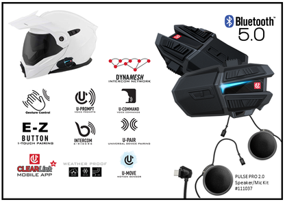 Uclear Motion 6 Dual Bluetooth Motorcycle Fullface Helmet Communicator