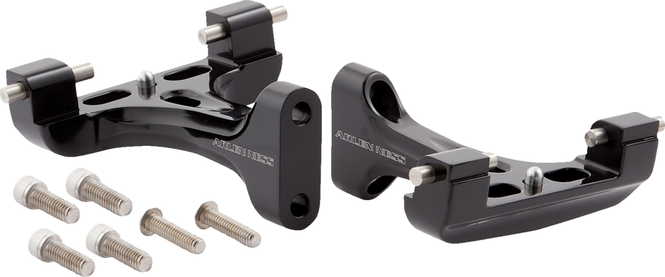 Arlen Ness Forged Black Passenger Floorboard Mounts for 1993-2023 Harley Touring