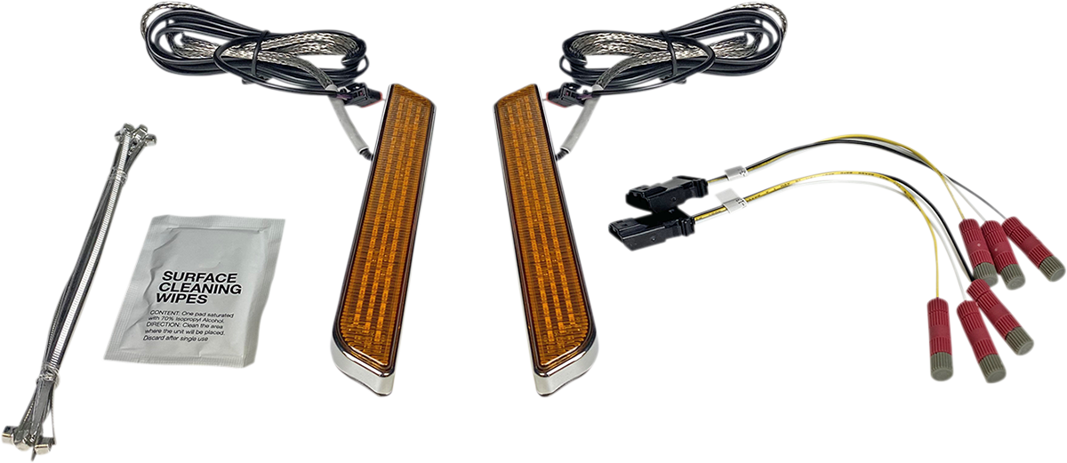 Custom Dynamics Chrome Amber LED Front Fork Reflector Lights 2014-2025 Harley