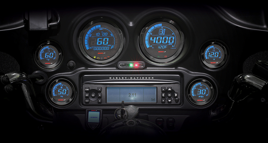Koso HD-02 Black 6-Piece Fairing Gauge Kit for 2004-2013 Harley Touring Models