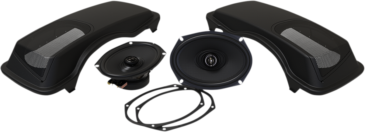 Hogtunes Black 6X9 Saddlebag Speaker Lid Kit 1998-2013 Harley Touring FLHX FLHT