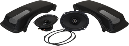 Hogtunes Black 6X9 Saddlebag Speaker Lid Kit 1998-2013 Harley Touring FLHX FLHT