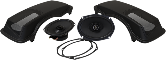 Hogtunes Black 6X9 Saddlebag Speaker Lid Kit 1998-2013 Harley Touring FLHX FLHT