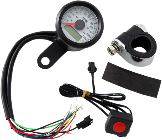 Drag Specialties Black Electronic White Face Speedo Speedometer Harley Davidson