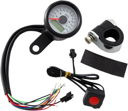 Drag Specialties Black Electronic White Face Speedo Speedometer Harley Davidson
