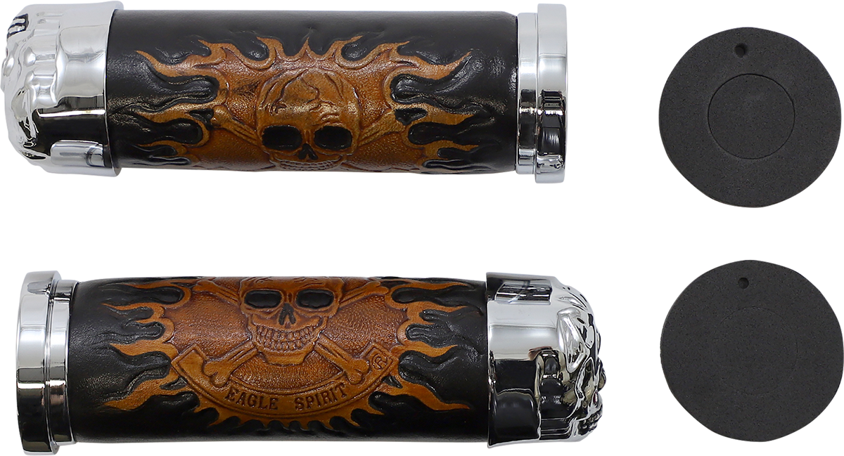 Drag Specialties Skull Hand Grips fits 1980-2022 Harley Touring Dyna Softail XL