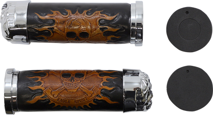 Drag Specialties Skull Hand Grips fits 1980-2022 Harley Touring Dyna Softail XL
